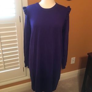 Purple ruffle sweater dress